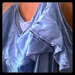 Off-the-Shoulder Chambray Midi Dress